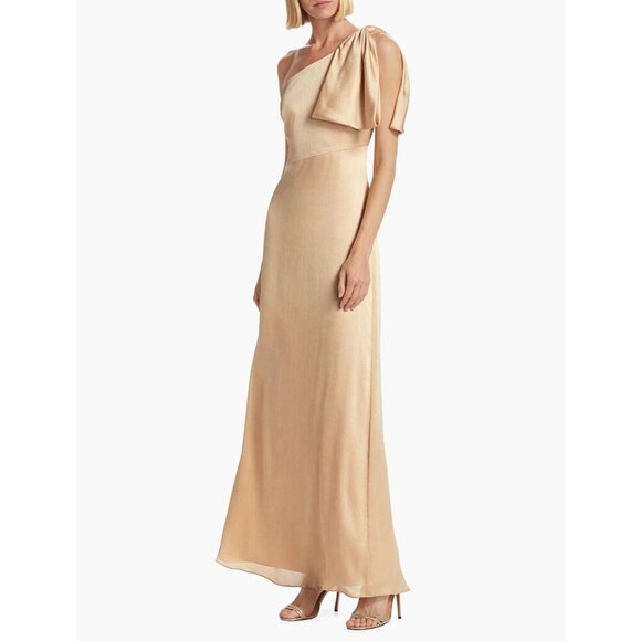 Sachin & Babi Chelsea Crinkle Satin One-Shoulder Gown 18W NWTs $185 Champagne - Picture 3 of 11